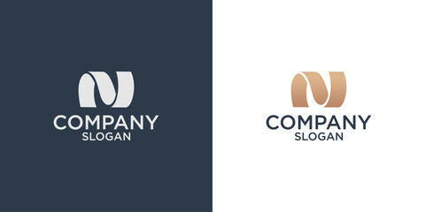 letter n abstract geometry logo design vector