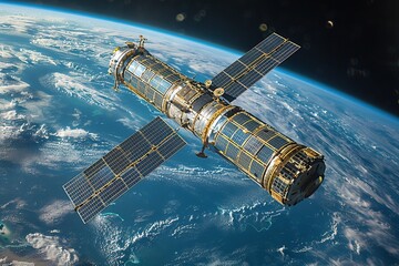 Fototapeta premium A satellite in orbit around Earth, used for astronomical observations and research.