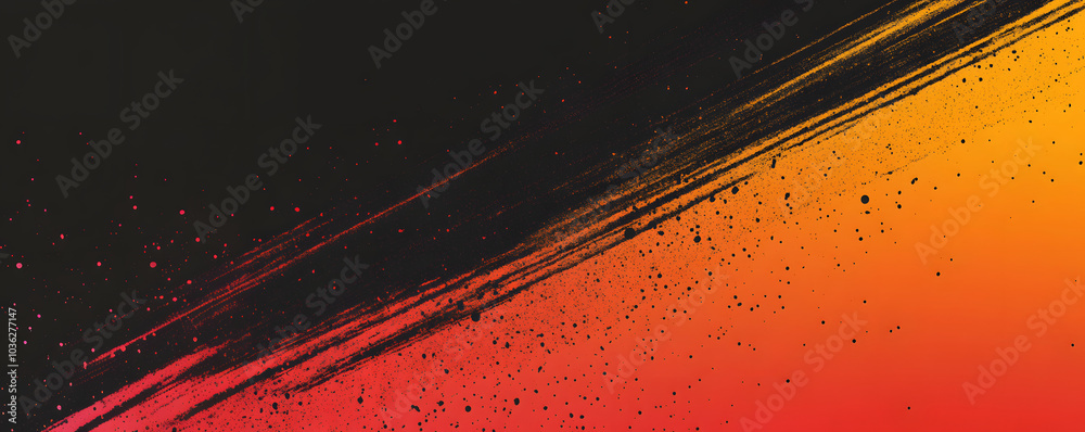 Wall mural abstract dynamic orange and black background. grunge background with texture of particles and spots.