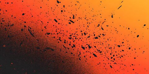 abstract dynamic orange and black background. grunge background with texture of particles and spots. orange gradient