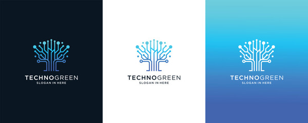 Technology tree electrical circuit digital Technology logo design vector icon illustration