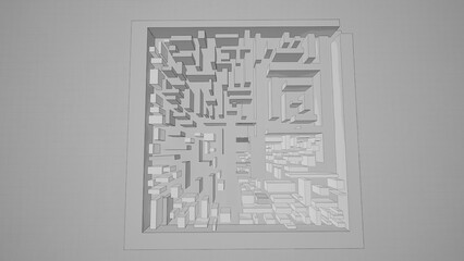 grayscale city and town 3d render