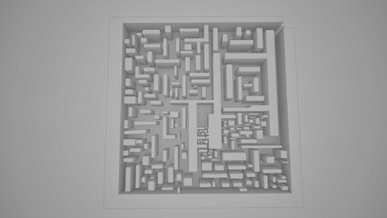 grayscale city and town 3d render