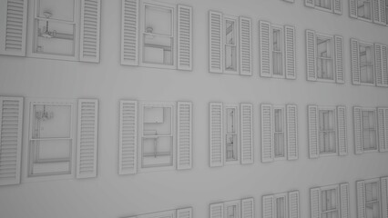 grayscale city and town 3d render