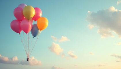 Obraz premium A whimsical sky adventure with vibrant balloons