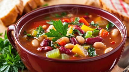 Colorful Vegetable Soup in a Bowl
