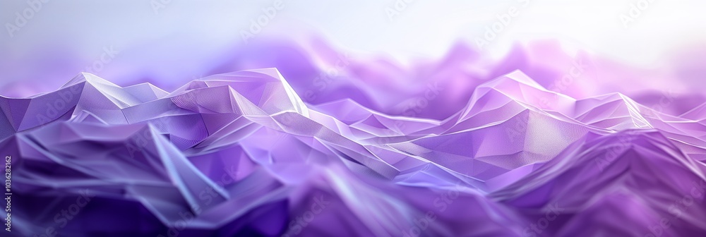 Poster a soft purple and white background with geometric shapes in an abstract design, creating a sense of 