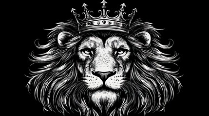 Obraz premium Majestic Lion Portrait with Crown