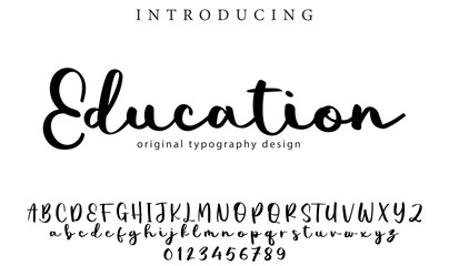 Education Font Stylish brush painted an uppercase vector letters, alphabet, typeface