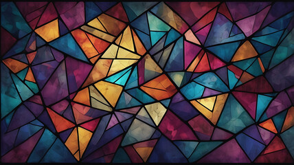 Stained Glass-Inspired Abstract Background with Geometric Patterns