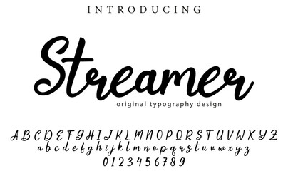 Streamer Font Stylish brush painted an uppercase vector letters, alphabet, typeface