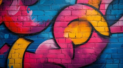 Graffiti street art, wild style, and flowing lines of orange, blue, and red, dynamic and energetic