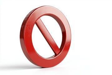 A vibrant red prohibition sign against a clean white background conveying a message of restriction or warning