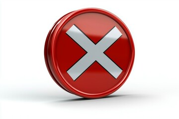 Obraz premium Red circular symbol with a white cross displayed prominently against a plain background