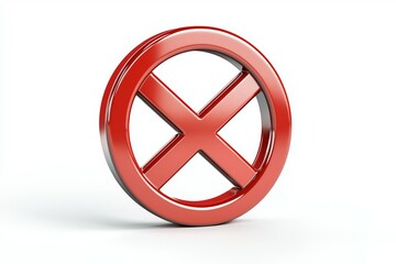 Obraz premium A large red cross symbol displayed on a clean white background, representing error or prohibition in a modern design