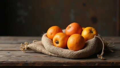  Fresh citrus bounty in rustic woven bag