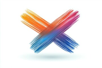 Colorful brush strokes forming an artistic X symbol on a white background