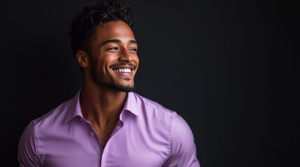 Obraz premium Portrait of a happy handsome man in a shirt with laughing