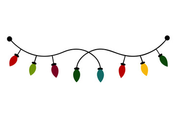 Christmas light garlands | isolated silhouette vector illustration on white background