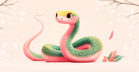 Obraz premium Snake in the flowers