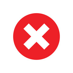 Cross or Cancel Red icon vector art illustration on white background