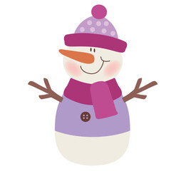 Vintage snowman  vector cartoon flat style illustration