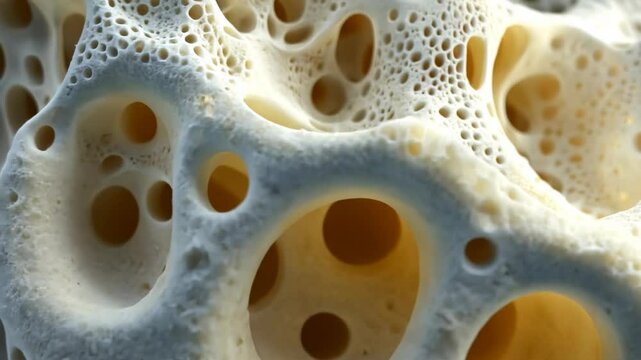 A close-up view of porous bone, showing the interconnected network of spaces