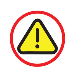 Danger alert icon vector art illustration on white background. icon with Red circle, Black are and yellow.