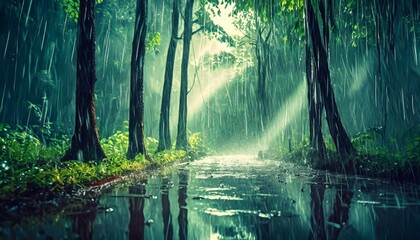 Obraz premium Rain landscape 