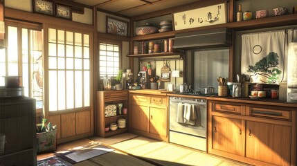 Cozy Traditional Japanese Kitchen with Natural Light
