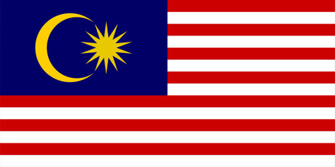 Flag of Malaysia. An illustration of the Malaysia flag. A rectangular flag. Standard size.