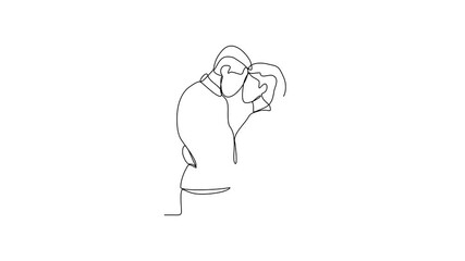 Animated self drawing of a couple hugging each other video design illustration. Affection design concept in simple linear style video. Great design for wedding party invitation and education purpose.