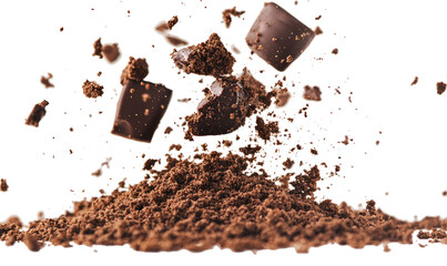 cake crumbs chocolate cookie on transparent background