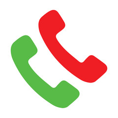 Phone call Receive and Reject for green and red call icon set on white background