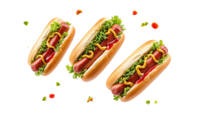 delicious hot dogs on transparent background