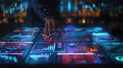 business audit data visualization through augmented reality hologram display of data statistics