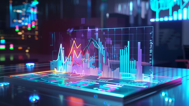 business audit data visualization through augmented reality hologram display of data statistics - Powered by Adobe