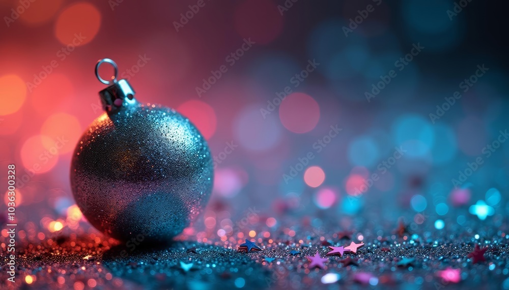 Wall mural elegant christmas ornament closeup with bokeh background