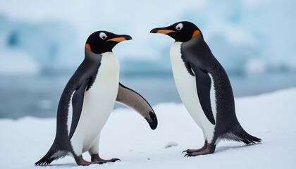 Obraz premium Friendly Penguin Encounter in the Antarctic