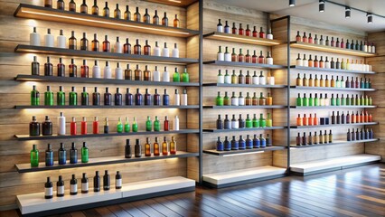 Vape shop display of Delta 8 products on wall , Vape, shop, display, Delta 8, products, wall, cannabis, vaping, CBD