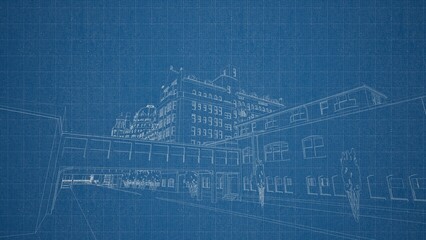 Technical drawing on a gradient background.Mechanical Engineering drawing