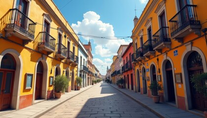 Fototapeta premium Colorful alleyway inviting and serene