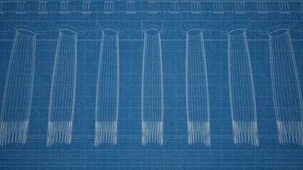 Technical drawing on a gradient background.Mechanical Engineering drawing