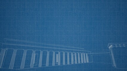 Technical drawing on a gradient background.Mechanical Engineering drawing