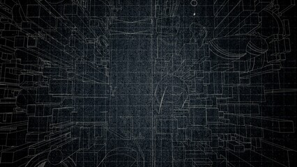 Technical drawing on a gradient background.Mechanical Engineering drawing