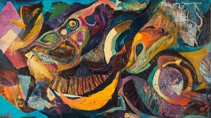 Obraz premium A painting of a rainbow of colors is shown