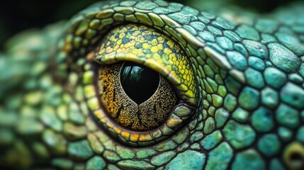 Fototapeta premium Close-up of a Green Lizard's Eye