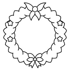 christmas wreath icon line art