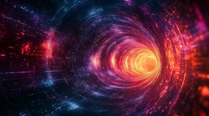 Obraz premium Futuristic Abstract Digital Tunnel Visualization