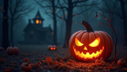 Obraz premium Eerie Halloween night in the woods